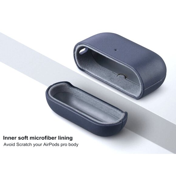 NWT NAVY BLUE Smooth Leather Case for Apple Airpods Pro 2 - Picture 8 of 9